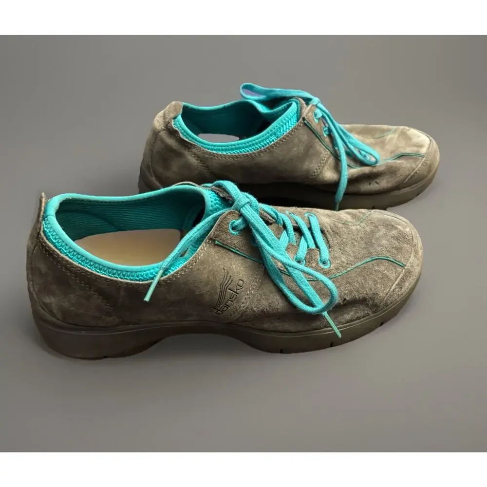 Dansko Elise Suede Comfort Shoes 39 Gray Turquoise 4401952000 US 8.5